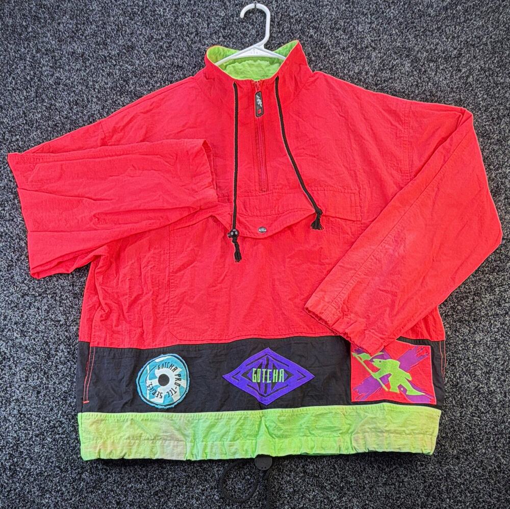 Gotcha Pro Vintage 90s Colorblock 1/4 Zip Anorak Jacket Pockets Men’s small